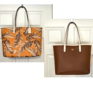 COACH Reversible City Tote in Banana Leaves Print